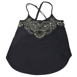 Abercrombie & Fitch Navy Beaded Boho Cami Spaghetti Strap Tank Top Size XS